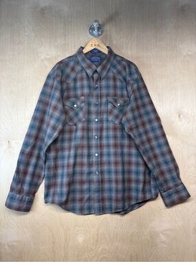 Pendleton Men's Plaid Button-Up Shirt - Blue/Burgundy